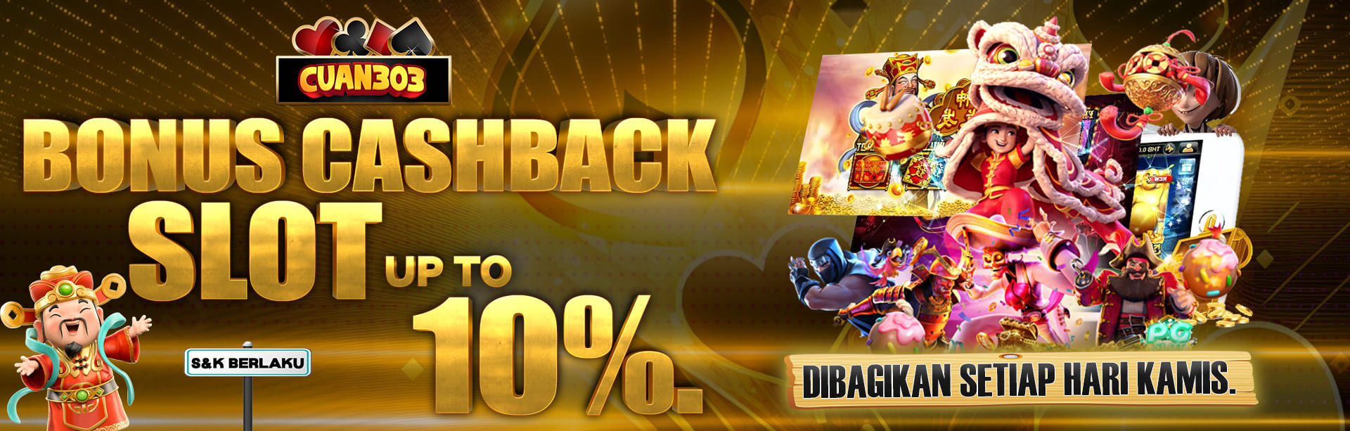 BONUS CASHBACK SLOT UP TO 10%. DIBAGIKAN SETIAP HARI KAMIS S&K BERLAKU.	